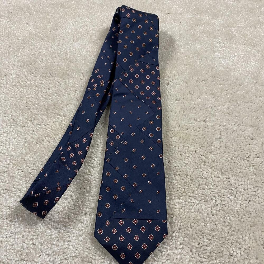 Robert Talbott Silk Tie Mens Blue Geometric Medallion Woven Carmel Pebble Beach